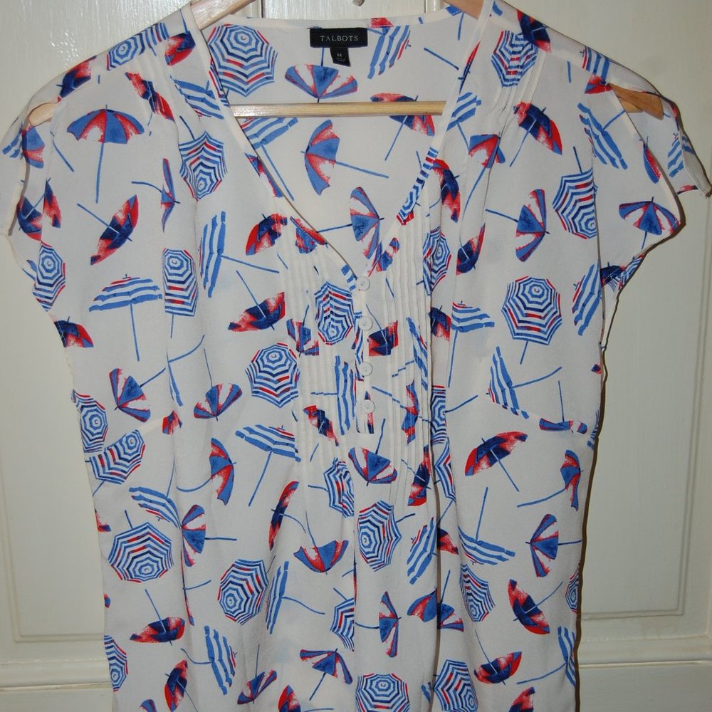 Flutter sleeve umbrella print top